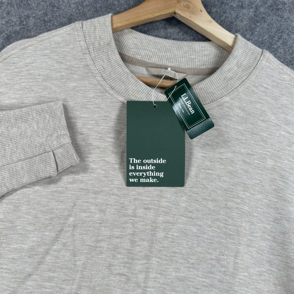 L.L.Bean SoftFlex Crossneck Sweatshirt Womens Medium Beige Pullover